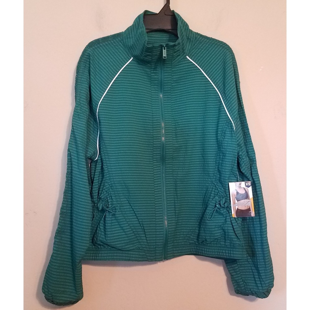 Avia Jacket Women XS (0-2) Windbreaker Full Zip Green Activewear Tennis Yoga NEW